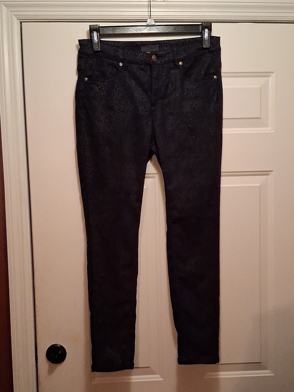 Women's Eric Black Patterned Skinny Pants